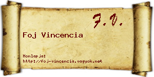 Foj Vincencia névjegykártya